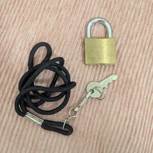 Brass Padlock with Lanyard